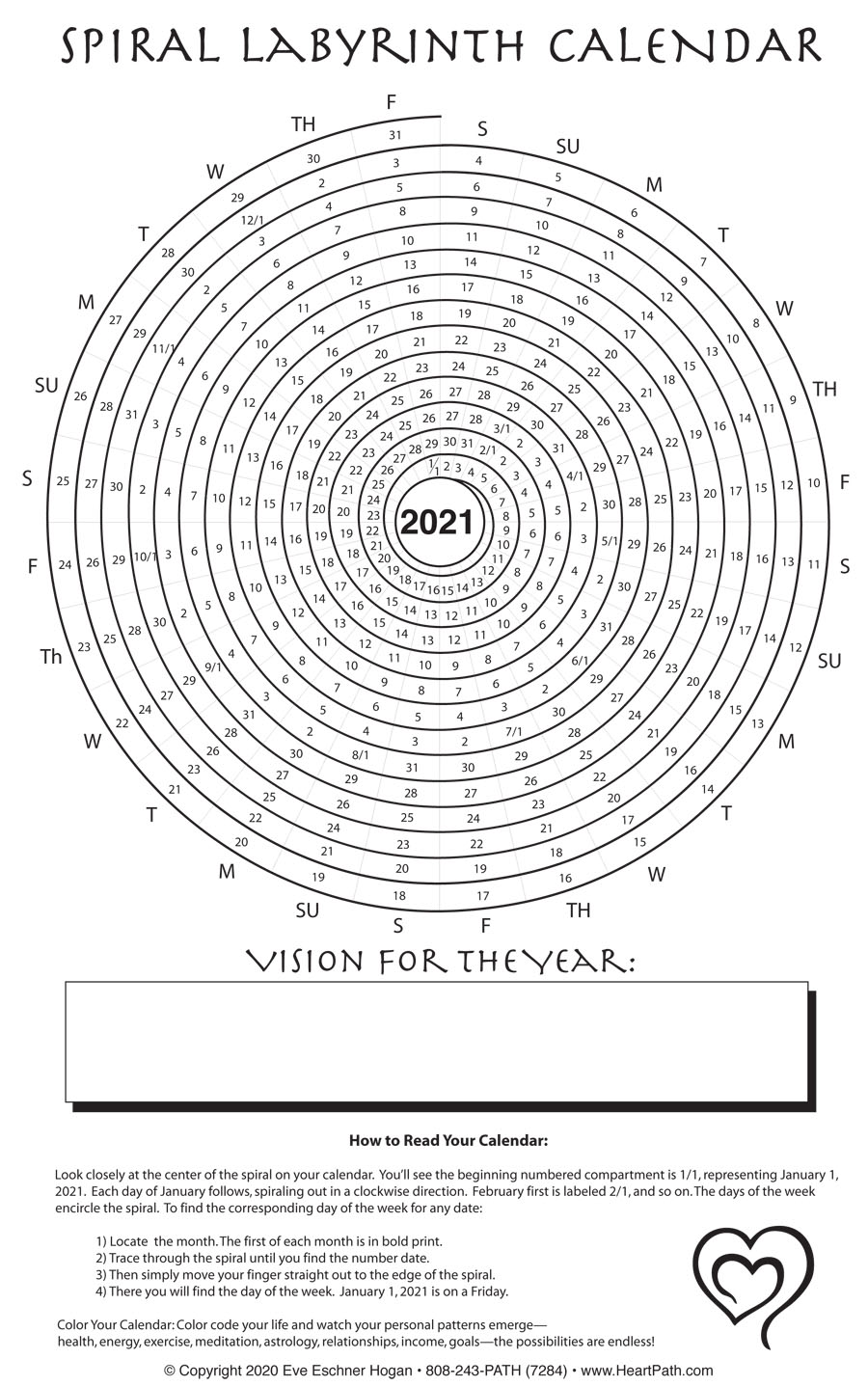 Spiral Labyrinth Calendar 2021 Eve Hogan